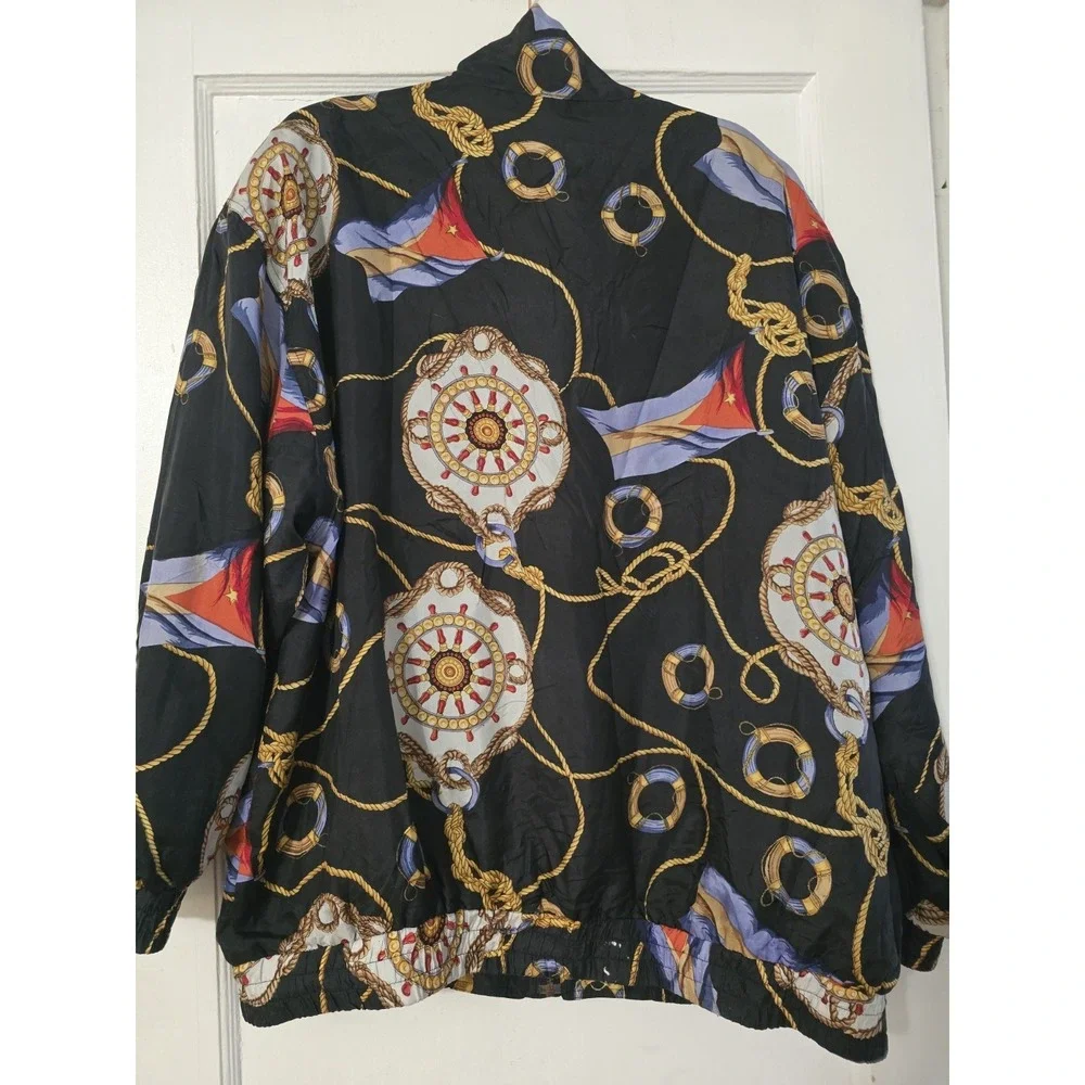 3XL Casual Corner vintage silk bomber jacket late 80s early 90s nautical